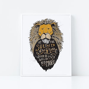 Sound of His Roar Narnia Print, Aslan CS Lewis Quote, Lion Roar, Narnia Art, Motivational, Inspirational, Christian Art, Nursery Art image 1