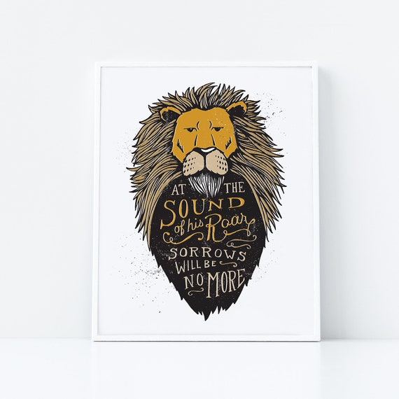 Sound of His Roar Narnia Print Aslan CS Lewis Quote Lion 