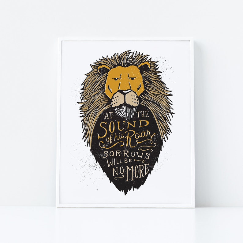 Sound of His Roar Narnia Print, Aslan CS Lewis Quote, Lion Roar, Narnia Art, Motivational, Inspirational, Christian Art, Nursery Art image 1