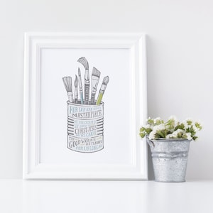 Masterpiece, Paint Brushes, Paint Can, Christian Gifts, Ephesians 2:10, Bible Print, Scripture Art, Religious Gift, We are God&#39;s Masterpiece