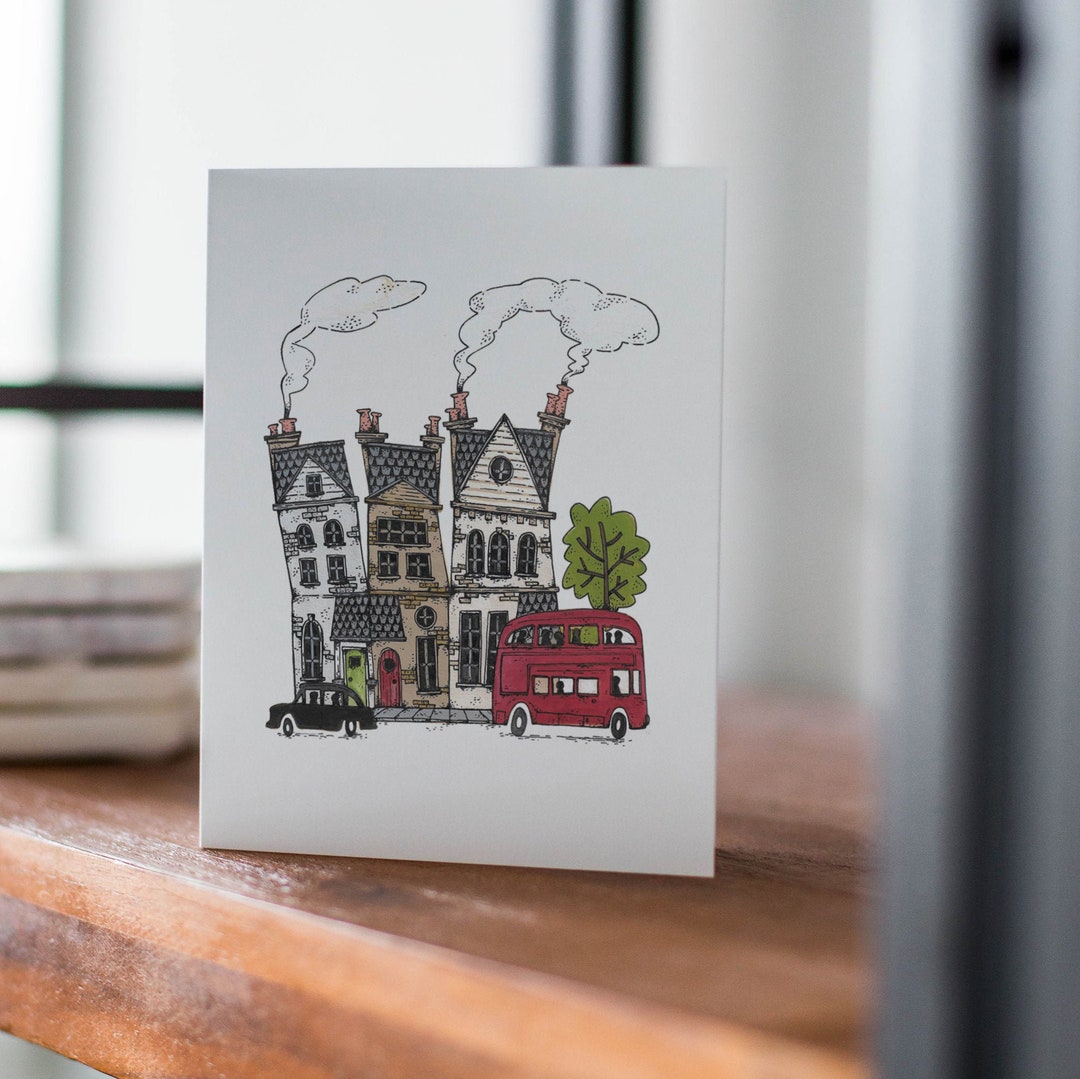 London Street Printable Greeting Card Set London Double Etsy