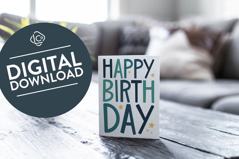 Happy Birthday Printable Birthday Card Digital Download Instant Download DIY Birthday Card Unique Greeting Card Fun Birthday Card image 1