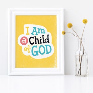John 1:12 I Am a Child of God Scripture Wall Art, Christian Kids Room Decor, Bible Verse Nursery Wall Art, Nursery Quotes