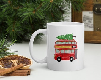 London Bus Tasse, London Weihnachtsgeschenke, Weihnachten Kaffeetasse, London Weihnachten, WeihnachtsbaumBecher, London Reisebecher, Doppeldecker Bus