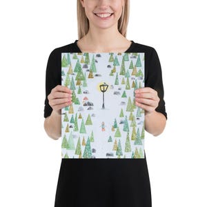Chronicles of Narnia Art, Lucy and the Lamp Narnia Gifts, Childrens Room Artwork, Narnia Book Wall Art, Narnia Nursery Print