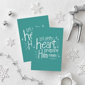 Deje que cada corazón lo prepare Tarjeta de Navidad de la habitación Imprimible / Tarjeta de Navidad Descarga digital / Tarjeta de letra de la canción navideña Joy to the World