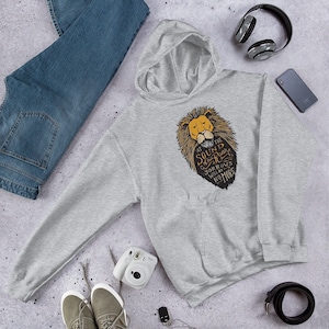 Narnia Aslan Sonido de su rugiente sudadera con capucha unisex, Crónicas de los regalos de Narnia, sudaderas con capucha cristianas, sudaderas con capucha literarias, ropa basada en la fe
