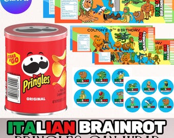 Włoski Brainrot Pringles w puszce z kreskówkowym motywem Tung Tung Sahur Tralalo, artykuły na przyjęcie urodzinowe, dekoracje na przyjęcie dla dzieci, motyw gry