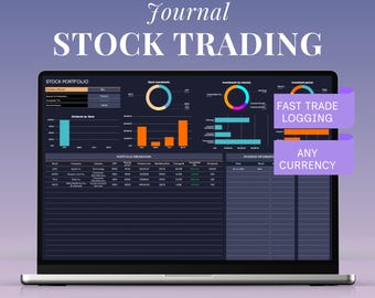 Stock Trading Journal Template Dark Mode Google Sheets Excel P&L Win Rate Day Trading Log Strategy Risk Tracker Pip Investment Portfolio