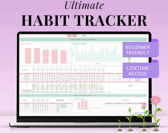 Ultimate Habit Tracker Google Sheet Monthly Habit Spreadsheet Excel Weekly Routine Productivity Template Daily Self Improvement Goal Planner