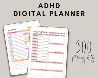 Adhd Planner 300 Page Bundle, Self-Care Planner, ADHD Productivity Planner, Printable Digital Download, Adult Daily Focus Life Journal PDF