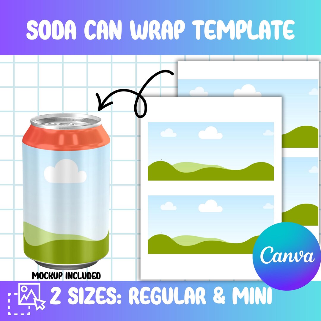 Soda Can Canva Template, Soda Pop Wrapper Template, Blank Soda Can Wrap ...