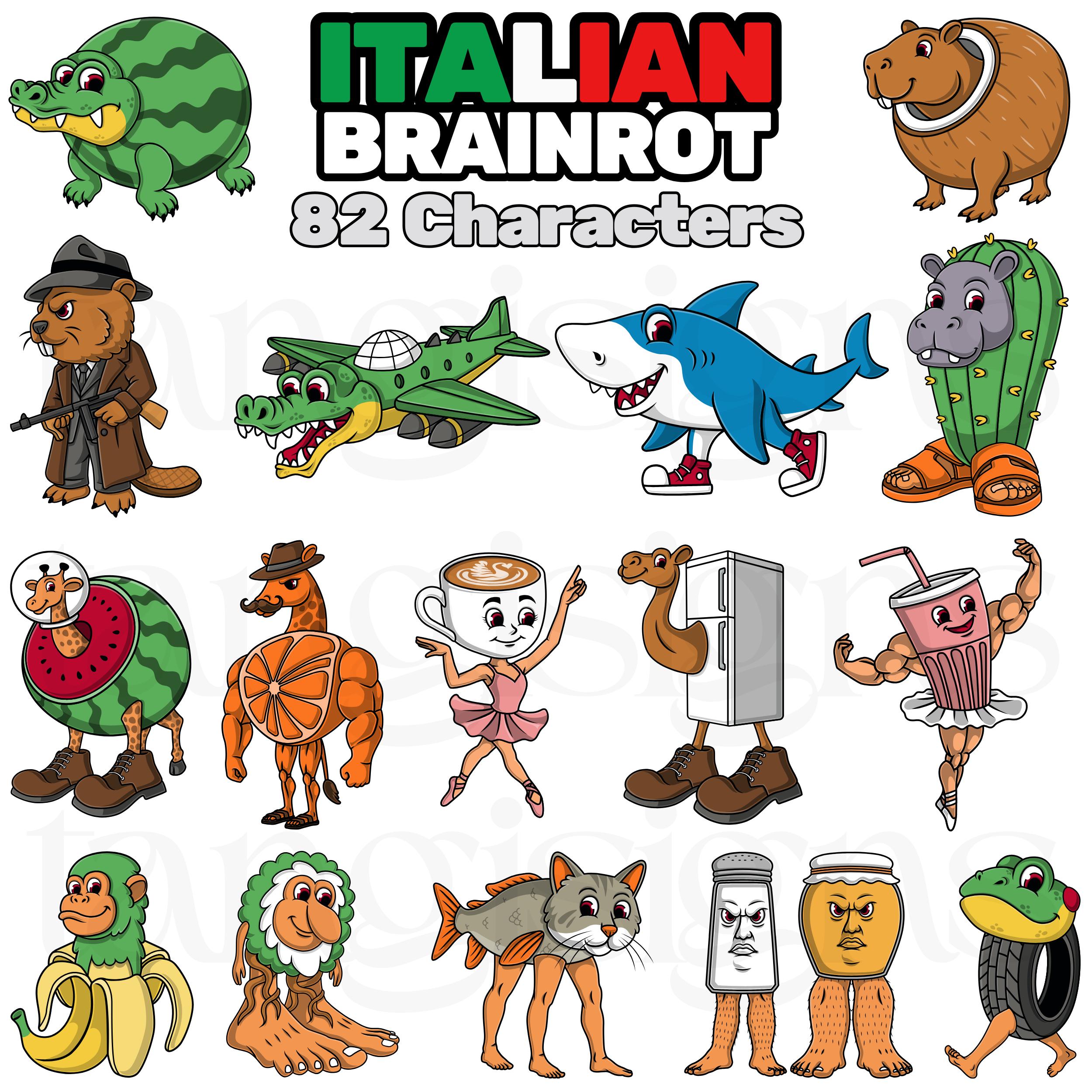 Italian Brainrot PNG Bundle 82 Funny Viral Meme Characters Tralalero ...