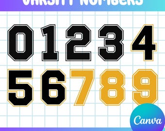Varsity Numbers Font Svg, 0-9, Sports Font, Football Font, Jersey Font Svg, College Font, For Cricut, Silhouette, 1, 2, 3, 4, 5, 6, 7, 8, 9