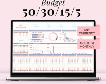 50/30/15/5 Budget Planner Google Sheets Yearly Budget Template Financial Planner Net Worth Tracker Monthly Budget Dashboard Budgeting Excel