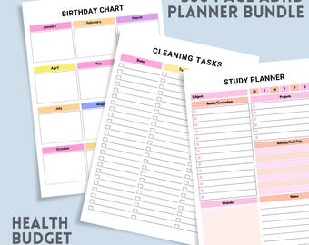 Adhd Planner 300 Page Bundle, Self-Care Planner, ADHD Productivity Planner, Printable Digital Download, Adult Daily Focus Life Journal PDF