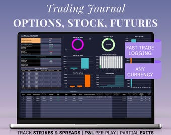 Options Stock Futures Trading Journal Template Google Sheets Excel P&L Win Rate Day Trading Log Strategy Risk Tracker Watchlist Pip Value