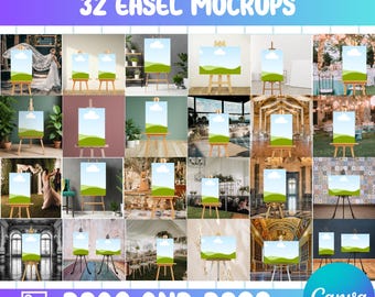 Editable Easel Sign Mockup Template, Baby Shower, Welcome Sign, Wedding Easel, Large Sign, poster, Canva Digital Download, Drag and Drop