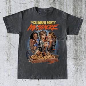 Maglietta &quot;The Slumber Party Massacre&quot;, maglietta di film horror, maglietta cult anni &#39;80, maglietta horror di Halloween, regalo di film slasher, regalo horror vintage MN90