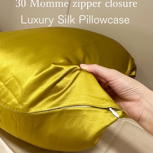 30 Momme Luxury Silk Pillowcase with Hidden Zipper – Organic Mulberry Silk for Skin & Hair Care | Anti-Aging Beauty Sleep Essential