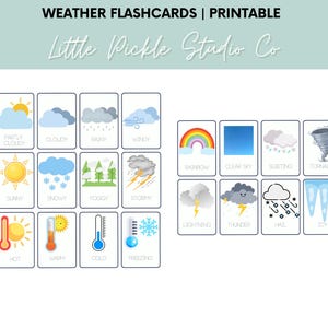 Weather Flashcards for Kids | Printable Preschool Learning | Science Cards | Digital Download | Montessori Inspired | Weather Flashcards