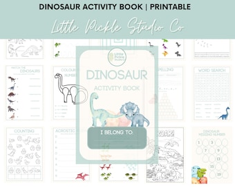 Dinosaur Activity Book for Kids | Printable Worksheets | Colouring, Tracing, Games | Digital Download | Dinosaur Activity Book