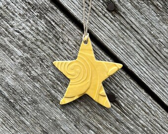 Bright Yellow Celtic Solstice Star Ornaments