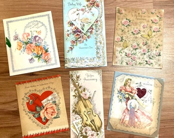 Pack of 6 Gorgeous Antique Greeting Cards for Vintage Junk Journal - Vintage Scrapbook - Mixed Media Craft Projects