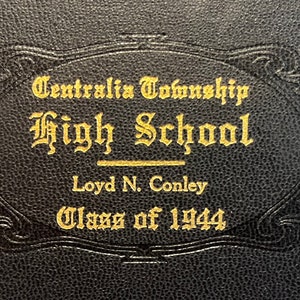Diploma originale del 1944 della Centralia Township Illinois, splendido liceo con cartella e busta originale