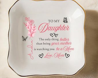 Porta-joias personalizado para minha filha, bandeja para lembrancinhas, recordação eterna da minha filha, presente para o primeiro Dia das Mães.