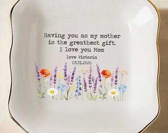 Bandeja para anillos personalizada para mamá, Regalos para el Día de la Madre, Bandeja de joyería personalizada para mamá, Regalo de los hijos, Regalo de cumpleaños para mamá