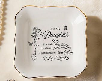 Porta-joias personalizado para minha filha, presente de mãe para mãe, bandeja para bijuterias personalizada para filha, presente para acompanhar sua jornada como mãe.