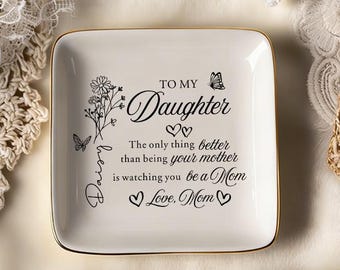 Prato de aliança personalizado para minha filha no dia do casamento, presente de casamento para a noiva da mãe, presente sentimental para a filha no dia do casamento