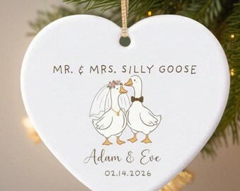 Adorno de matrimonio, adorno de ganso, adorno de pareja, regalo de boda, regalo de aniversario, regalo de recién casados, adorno de boda, recuerdo de boda