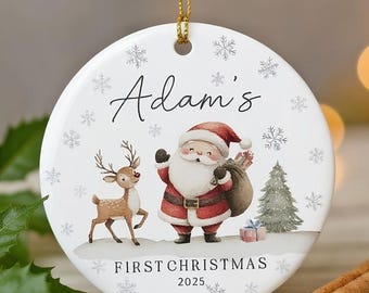 Enfeite de Natal para o Primeiro Natal do Bebê, Lembrança Personalizada de Bola de Natal, Decoração para o Primeiro Natal do Bebê, Presente de Natal para o Primeiro Ano de 2025, Presente para Recém-Nascido