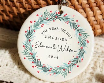 Custom Engagement Ornament, Personalized Engaged Ornament Gifts for Engaged Couple Engagement Gifts Engagement Christmas Ornament Keepsake
