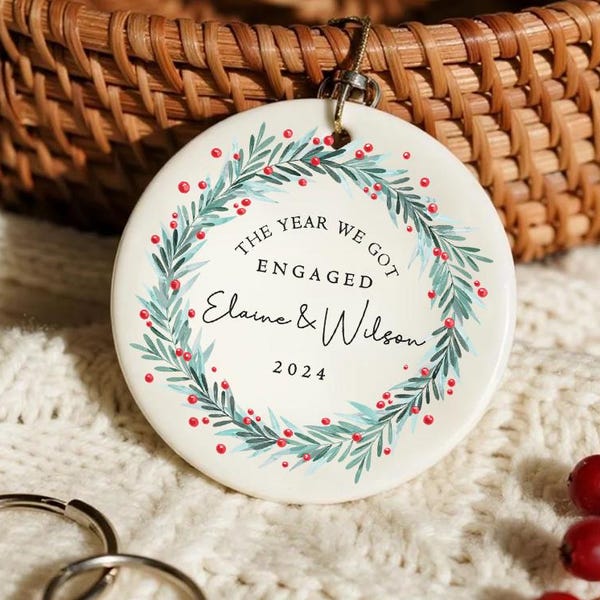 The Year We Got Engaged Ornament,Engagement Gifts,Wedding Gifts,1st Together Keepsake Gifts,New Couple Gifts,Gift for Newlywed