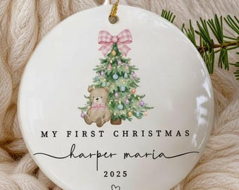 Enfeite de Natal para o primeiro Natal da bebê, Enfeite personalizado para guardar de lembrança da bebê (2026), Presente personalizado para recém-nascida com nome, Enfeite de cerâmica, Presente de Páscoa