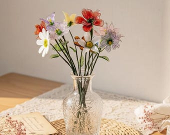 Flor de Natal em Vidro Soprado à Mão: Haste Floral em Vidro de Arte Fina, Presente para a Mãe, Presente para Ela, Presente de Dia dos Namorados, Presente para a Esposa, Presente para o Dia das Mães