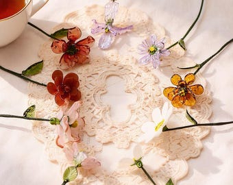 Flor de Natal em Vidro Soprado à Mão: Haste Floral em Vidro de Arte Fina, Presente para o Dia das Mães, Presente para a Mãe, Presente para Ela, Presente de Dia dos Namorados, Presente para a Esposa