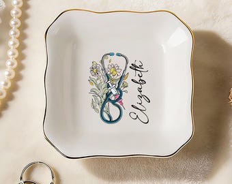 Custom Nurse Jewelry Dish, Nurse Graduation Gift,Custom Doctor Trinket Dish,Nurse Appreciation Gifts,Rn Gift,Medical School Graduation Gifts
