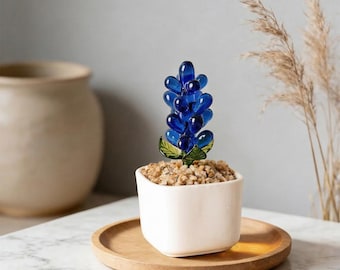 Vasos de vidro artesanais com plantas, jacinto de vidro, flor de vidro, plantas de vitral, planta artificial para casa, presente de decoração, ornamento para vidro de carro