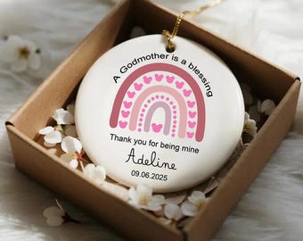 Enfeite personalizado para padrinhos, enfeite de presente para madrinha, enfeite de Natal para padrinhos, presente de batismo, decoração de Natal de agradecimento para madrinha