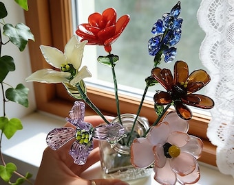 Presente personalizado para o mês de nascimento, buquê de flores de vidro, Dia das Mães, Dia dos Namorados, presente de casamento