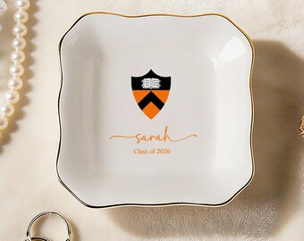 University Custom Trinket Ring Dish, Graduation Gift for Her, Custom University Logo, Personalized Graduation Jewelry Dish, Class of 2026