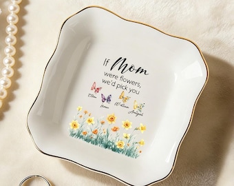 Personalized mother Ring Dish, Custom Mom Jewelry Tray,Mothers Day Gift for Mom, Grandma Gift, Handmade Ring Holder