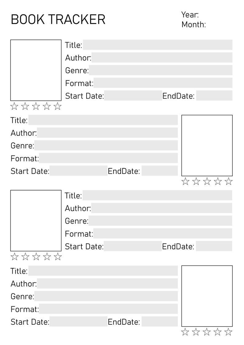 Book Tracker Printable PDF: Reading Journal Pages, 4 Designs (7 Pages ...