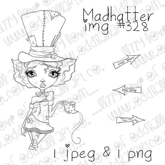 Instant Download Whimsical Big Eye Alice In Wonderland Stamp Etsy