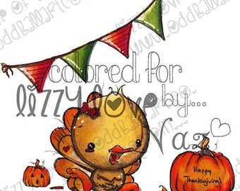 INSTANT DOWNLOAD Digi Stamp Includes Sentiment Kawaii Thanksgiving ~ Mr. Ted the Cutest Turkey Image No.262 by Lizzy Love