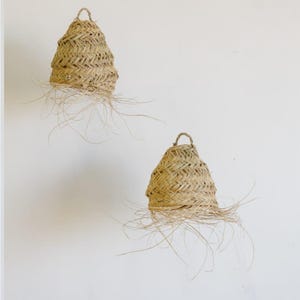 Woven Palm Fiber Pendant Light - Bohemian Style - Handmade